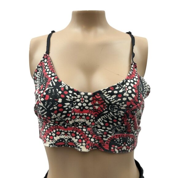 Volcom‎ Printed Crop Bralette Scoop Neck Adjustable Straps Mid-Racerback M - Picture 1 of 8